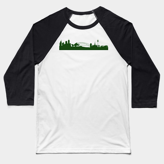 SYDNEY skyline in forest green Baseball T-Shirt by 44spaces